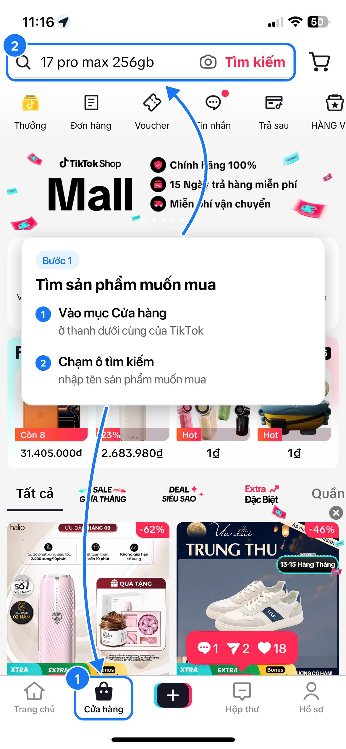 Bước 01: Tìm sản phẩm muốn mua