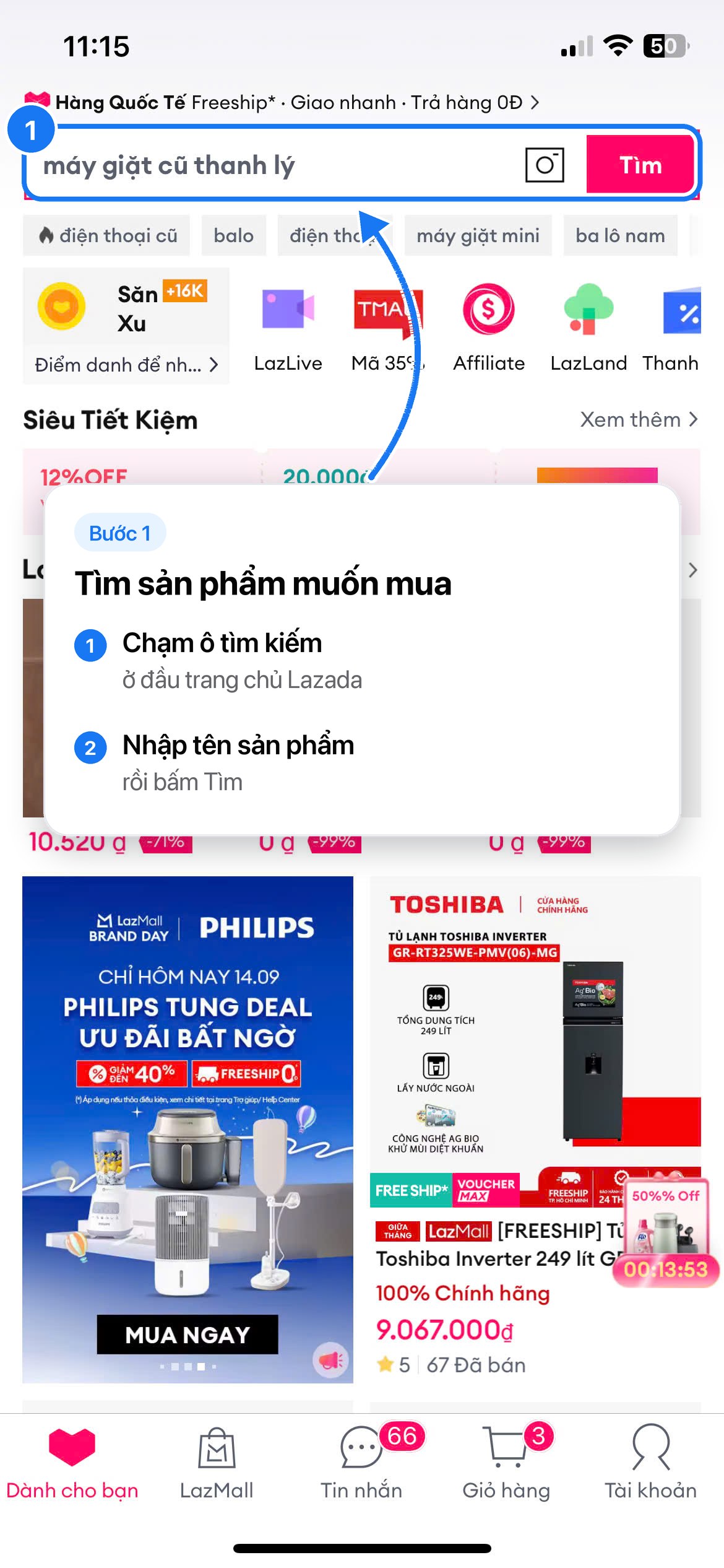 Bước 01: Tìm sản phẩm muốn mua