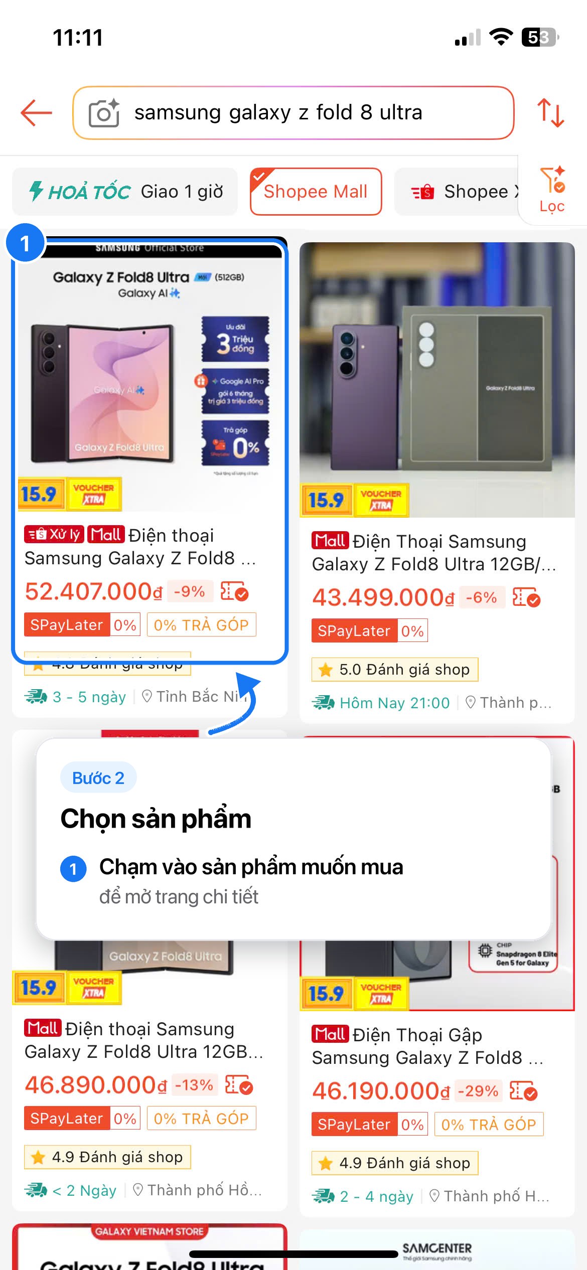 Bước 02: Chọn sản phẩm