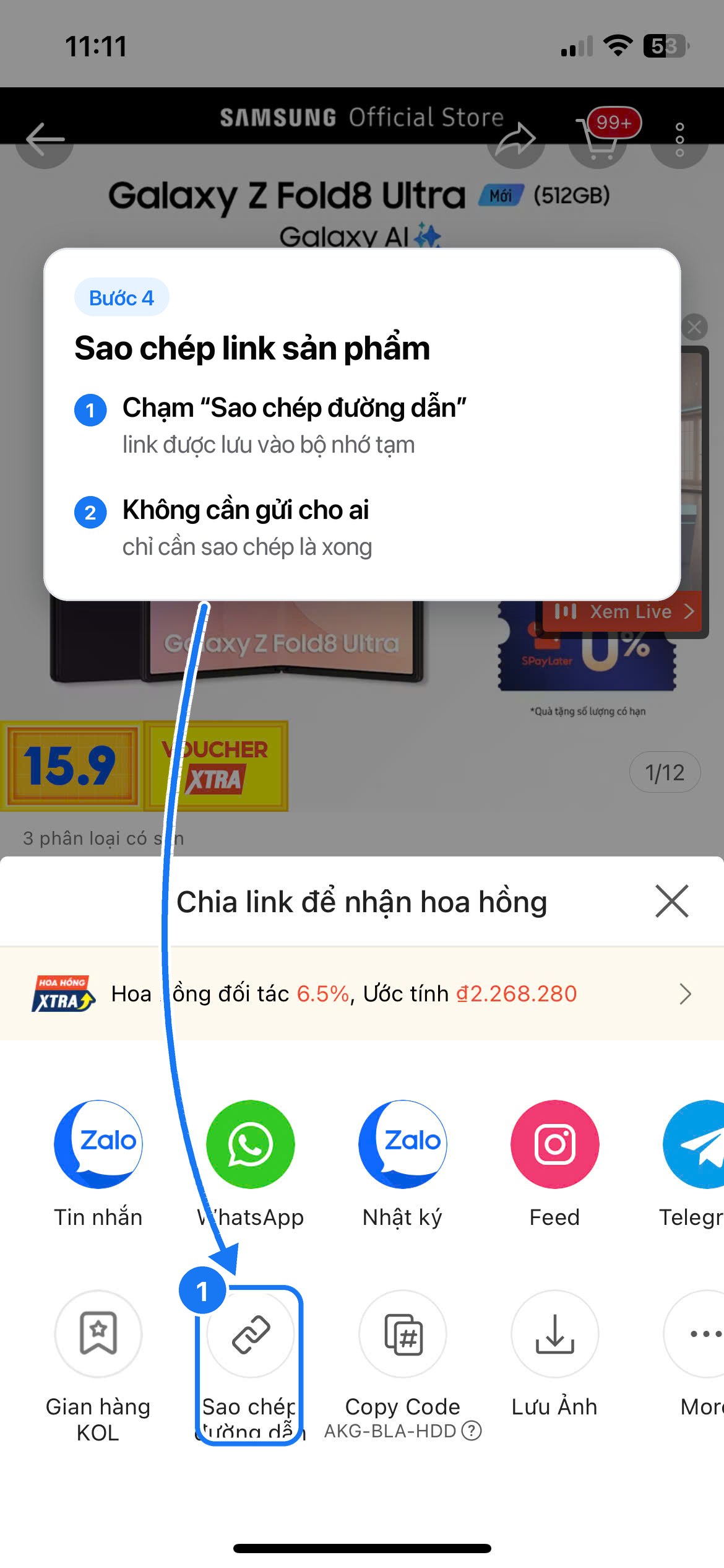 Bước 04: Sao chép link sản phẩm